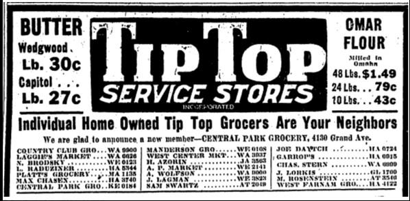 Scan of Tip Top Service Stores ad